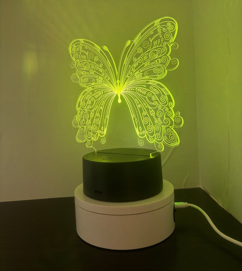 カスタム3DイリュージョンLEDランプ、蓮の花ナイトライト 画像 5