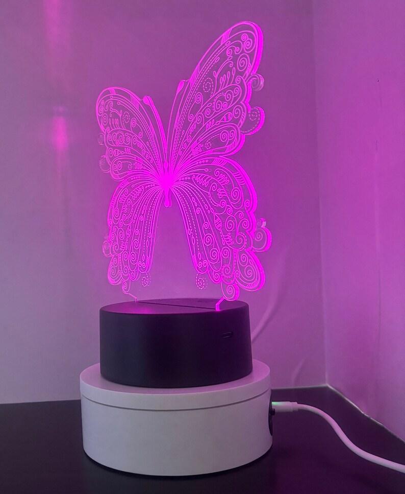 カスタム3DイリュージョンLEDランプ、蓮の花ナイトライト 画像 7