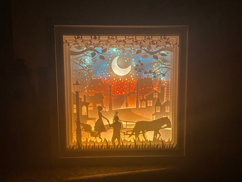 3D-Papierschnitt-Leuchtkasten: Jubiläums-Schattenbox-Nachtlicht Bild 2