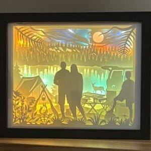 3D Camping Scene Shadow Box, Anniversary Gift Night Light image 6