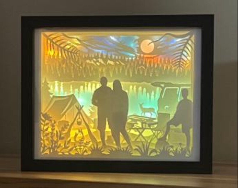 3D Camping Scene Shadow Box, Anniversary Gift Night Light image 6