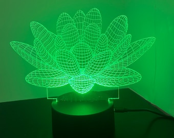 Niestandardowa lampa LED 3D iluzja, lampka nocna w kształcie kwiatu lotosu