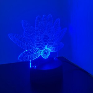カスタム3DイリュージョンLEDランプ、蓮の花ナイトライト 画像 2