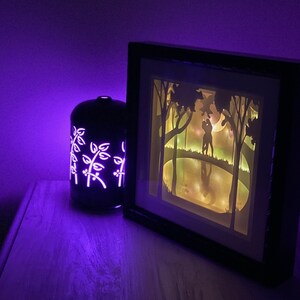 Romantic Couple Shadow Box, 3D Paper Carving Light Up Box, Anniversary Gift image 4