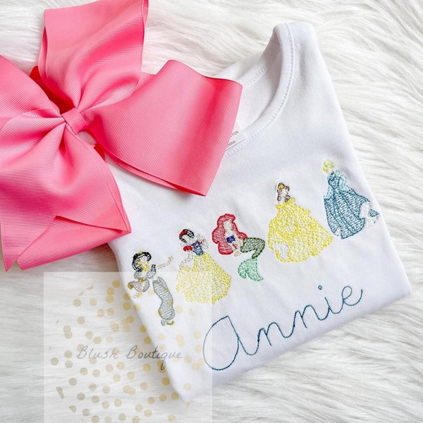 Princess Shirt,Princess Monogrammed Shirt,Baby girl Disney Outfit,Baby Embroidery Designs,Girls Princess Embroidery Designs