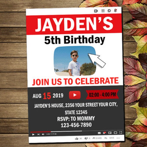 Youtube Birthday Invitation Etsy