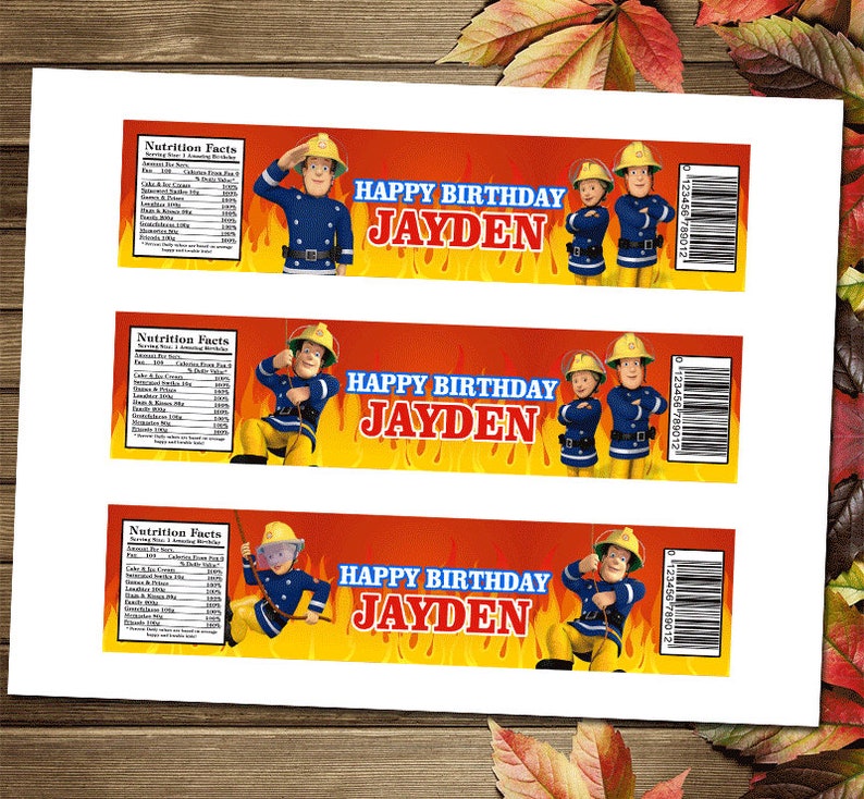 Printable Fireman Sam Bottle Labels - Etsy