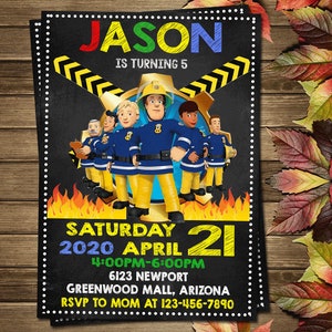 Printable Fireman Sam Birthday Party Invitation