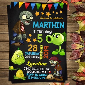 Printable Plant Vs Zombie Birthday Party Invitation