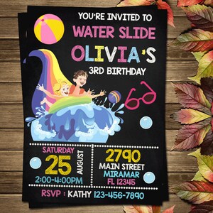 Printable Water Slide Birthday Party Invitation