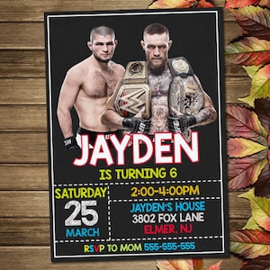 Printable UFC Birthday Party Invitation