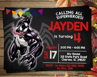 Printable Venom Birthday Party Invitation