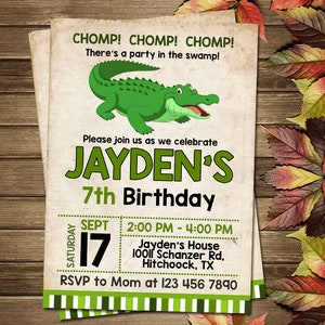 Printable Alligator Birthday Party Invitation - Etsy