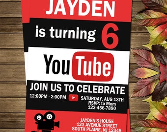 Invitación imprimible para fiesta de cumpleaños de YouTube
