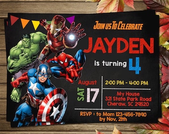 Printable Superheroes Birthday Party Invitation