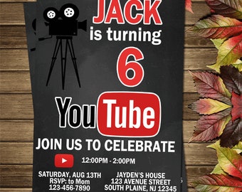 Invitación imprimible de la fiesta de cumpleaños de Youtube