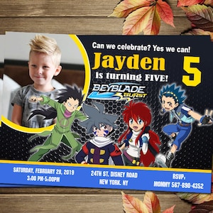 Printable Beyblade Birthday Party Invitation - Etsy