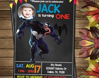Invitación imprimible de fiesta de cumpleaños de Venom