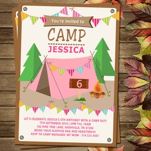 Printable Glamping Birthday Party Invitation
