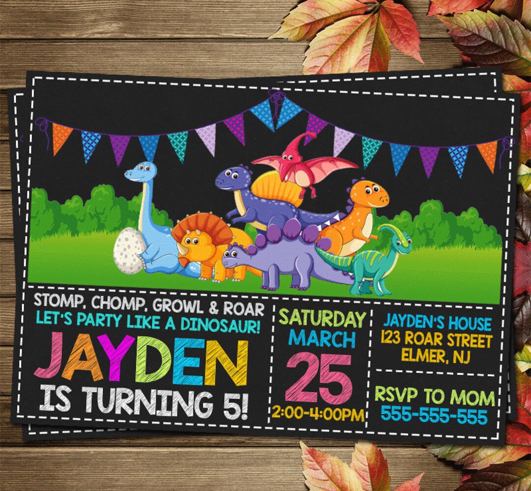 Printable Dinosaurs Birthday Party Invitation - Etsy