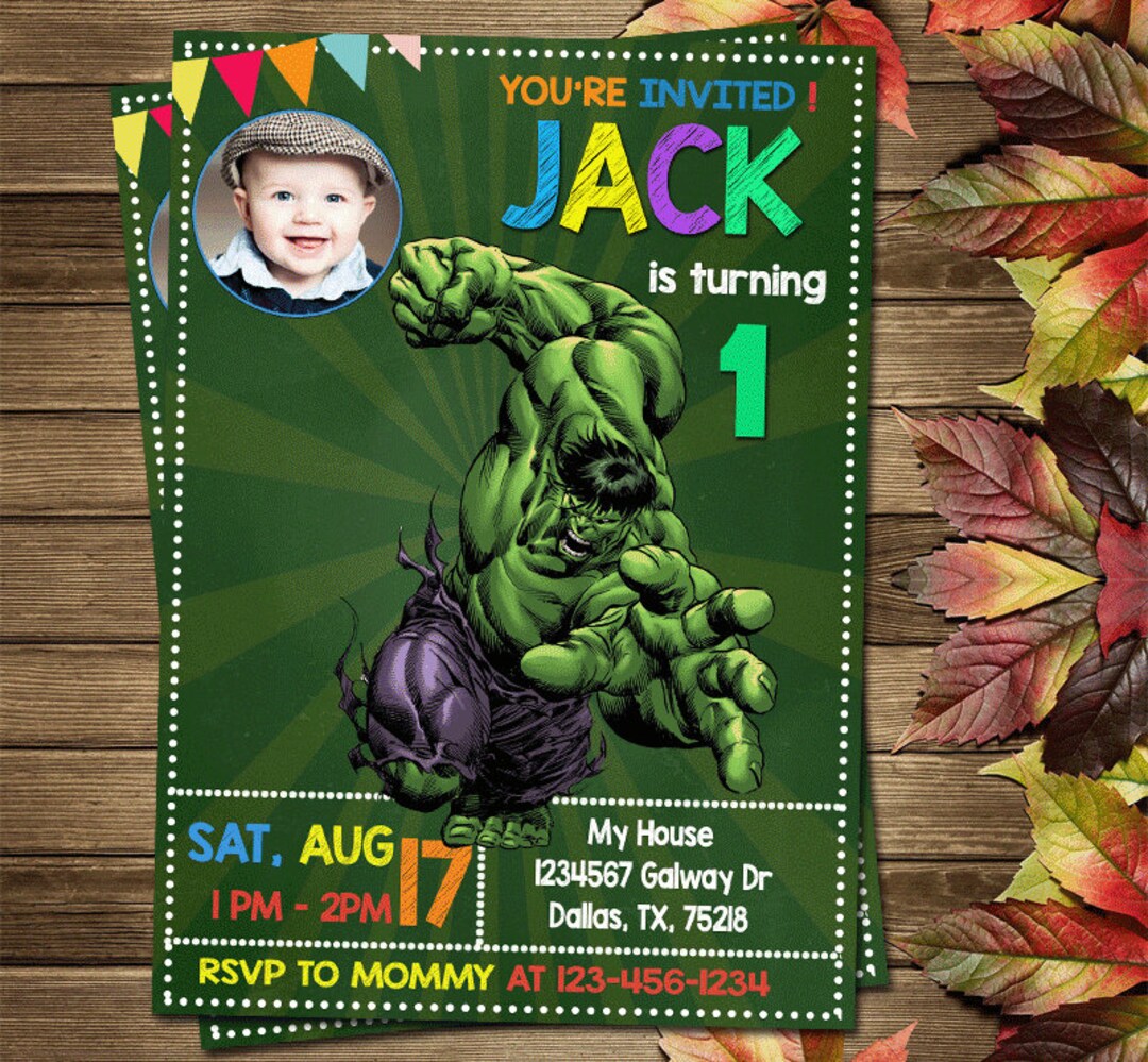 Printable Hulk Birthday Party Invitation Etsy