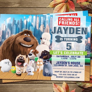 Printable Secret life of pets Birthday Party Invitation