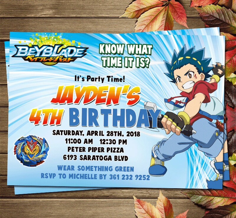 Printable Beyblade Birthday Party Invitation - Etsy printable-beyblade-birthday-party-invitation-etsy