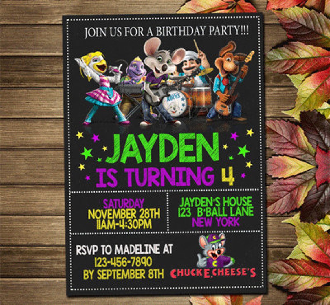 Printable Chuck E Cheese Birthday Party Invitation - Etsy