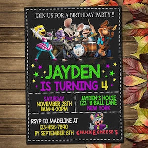 Printable Chuck E Cheese Birthday Party Invitation - Etsy