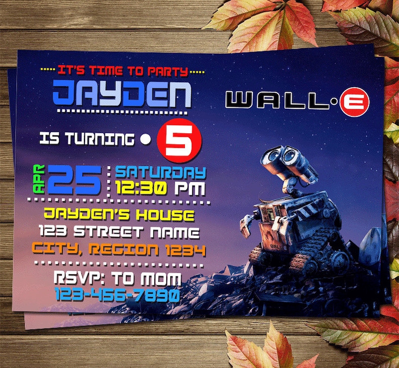 Printable Walle Birthday Party Invitation Etsy