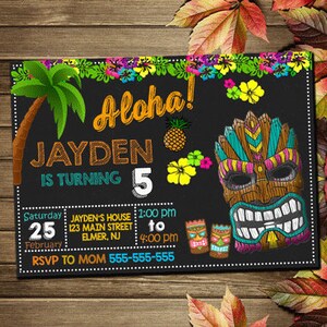 Printable Hawaiian Luau Birthday Party Invitation