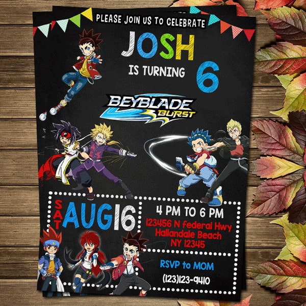 Beyblade Invitations Beyblade Party Supplies - Etsy