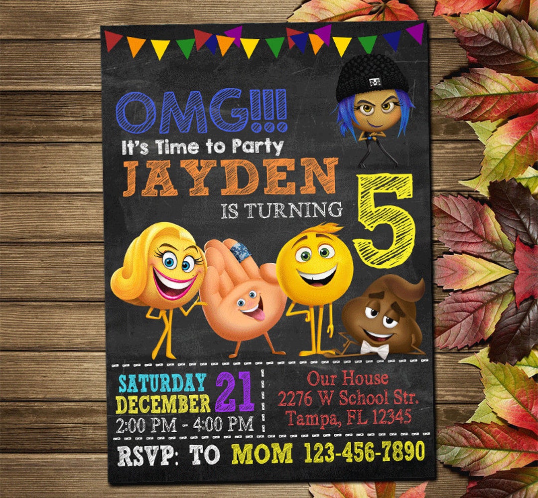 Printable Emoji Movie Birthday Party Invitation - Etsy, image size:1080x999