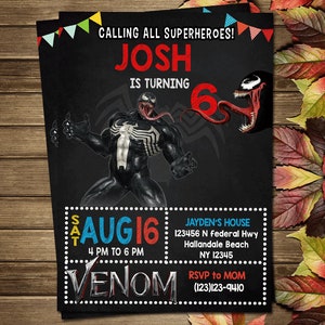 Printable Venom Birthday Party Invitation
