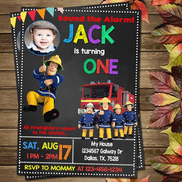 Printable Fireman sam Birthday Party Invitation