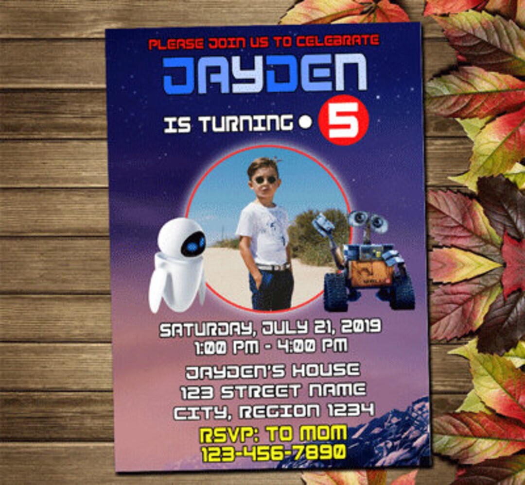 Printable Wall E Birthday Party Invitation Etsy