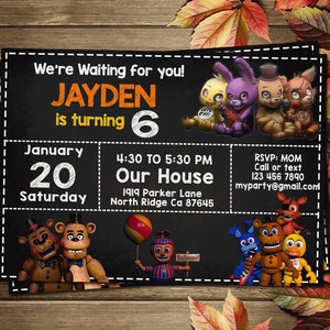 Printable Five Night At Freddy&#39;s Birthday Party Invitation