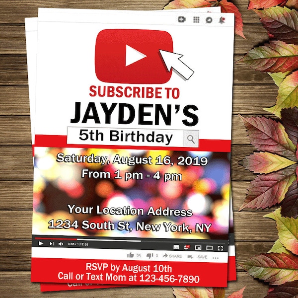 Youtube Invitation Etsy