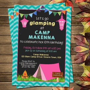 Printable Glamping Birthday Party Invitation
