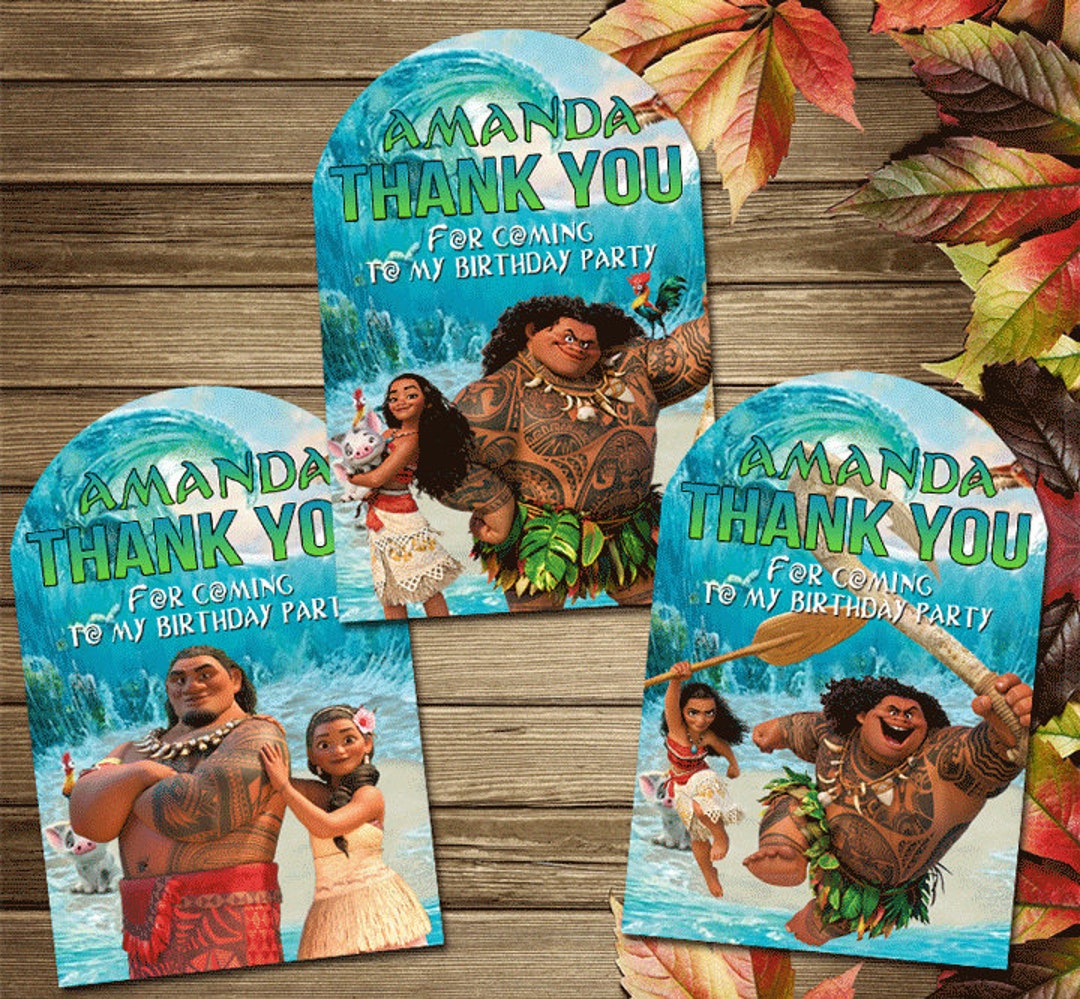 Printable Moana Thank You Tag - Etsy