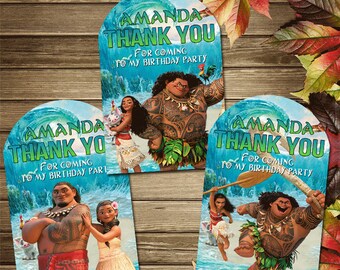 Moana Thank You Tag, Moana, Moana Birthday, Editable Thank You Tag ...