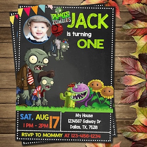 Printable Plants Vs Zombies Birthday Party Invitation