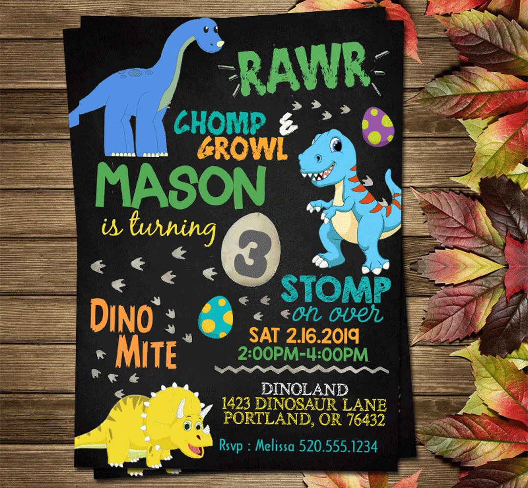 Printable Dinosaurs Birthday Party Invitation - Etsy
