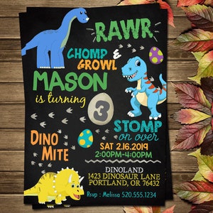 Printable Dinosaurs Birthday Party Invitation
