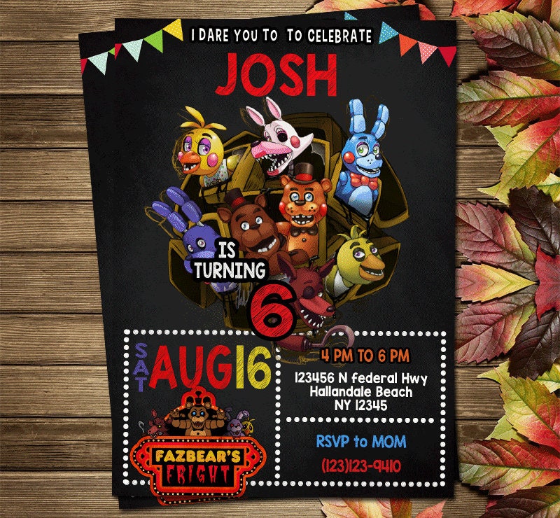 Printable Five Night at Freddy's Birthday Party Invitation - Etsy