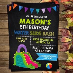 Printable Water Slide Birthday Party Invitation