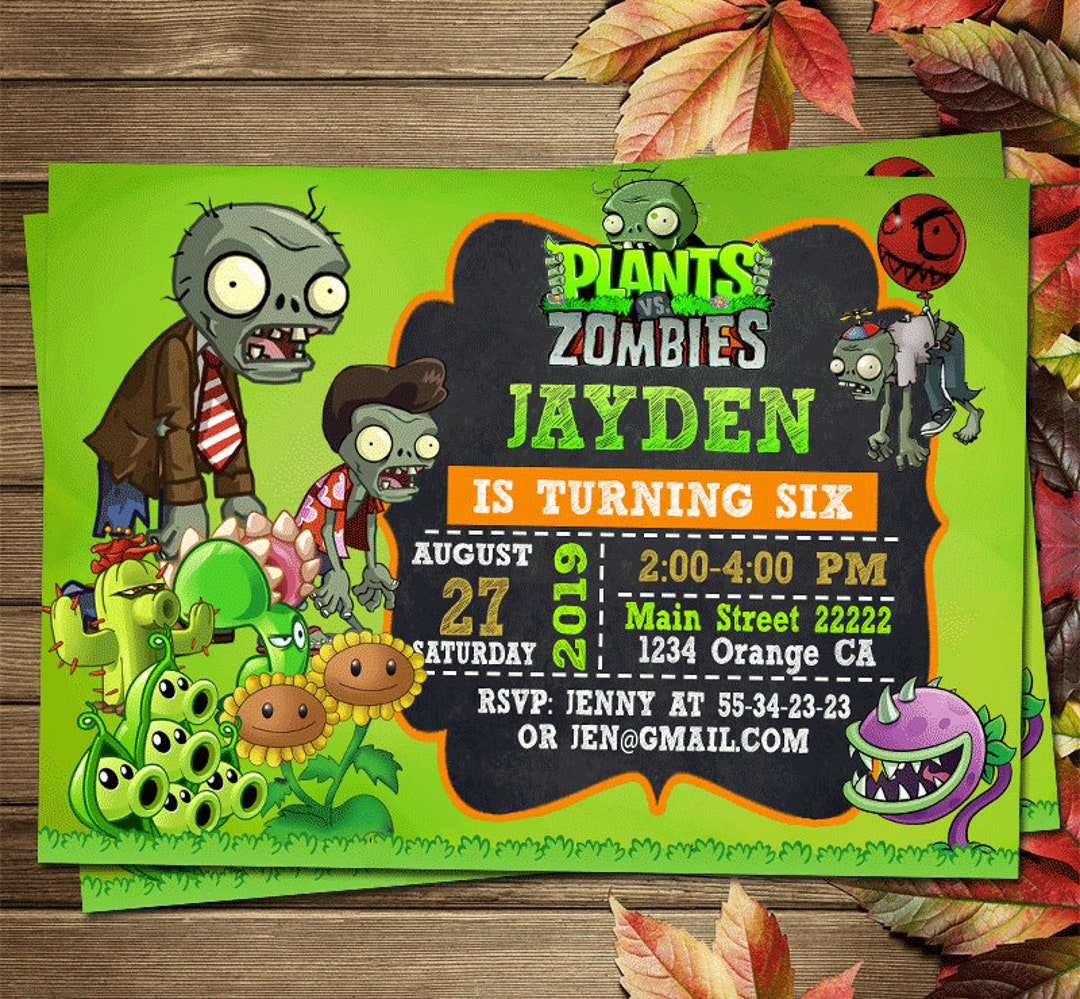 Printable Plants Vs Zombies Birthday Party Invitation - Etsy