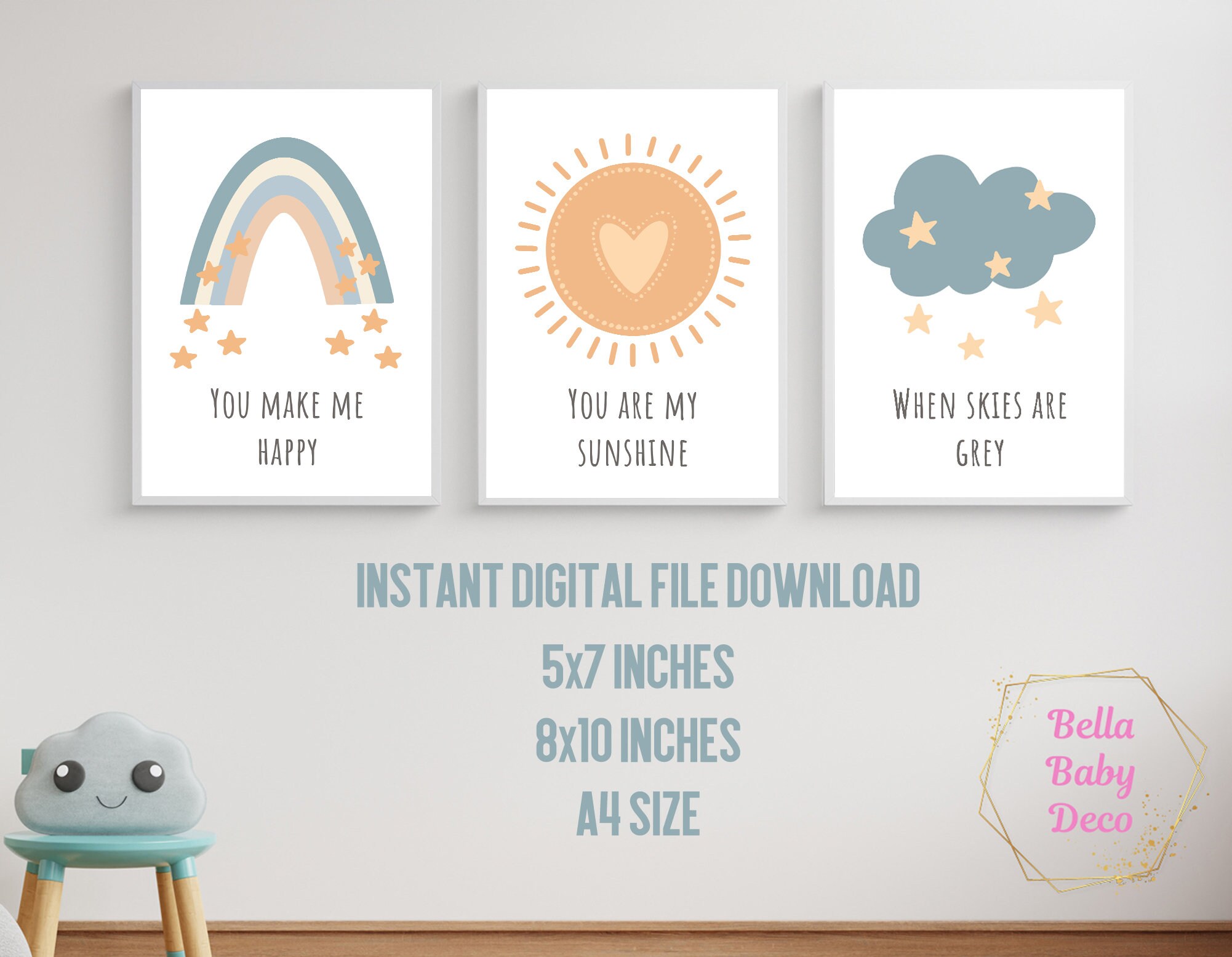 Conjunto de 3 decoración de la guardería impresión del | Etsy
