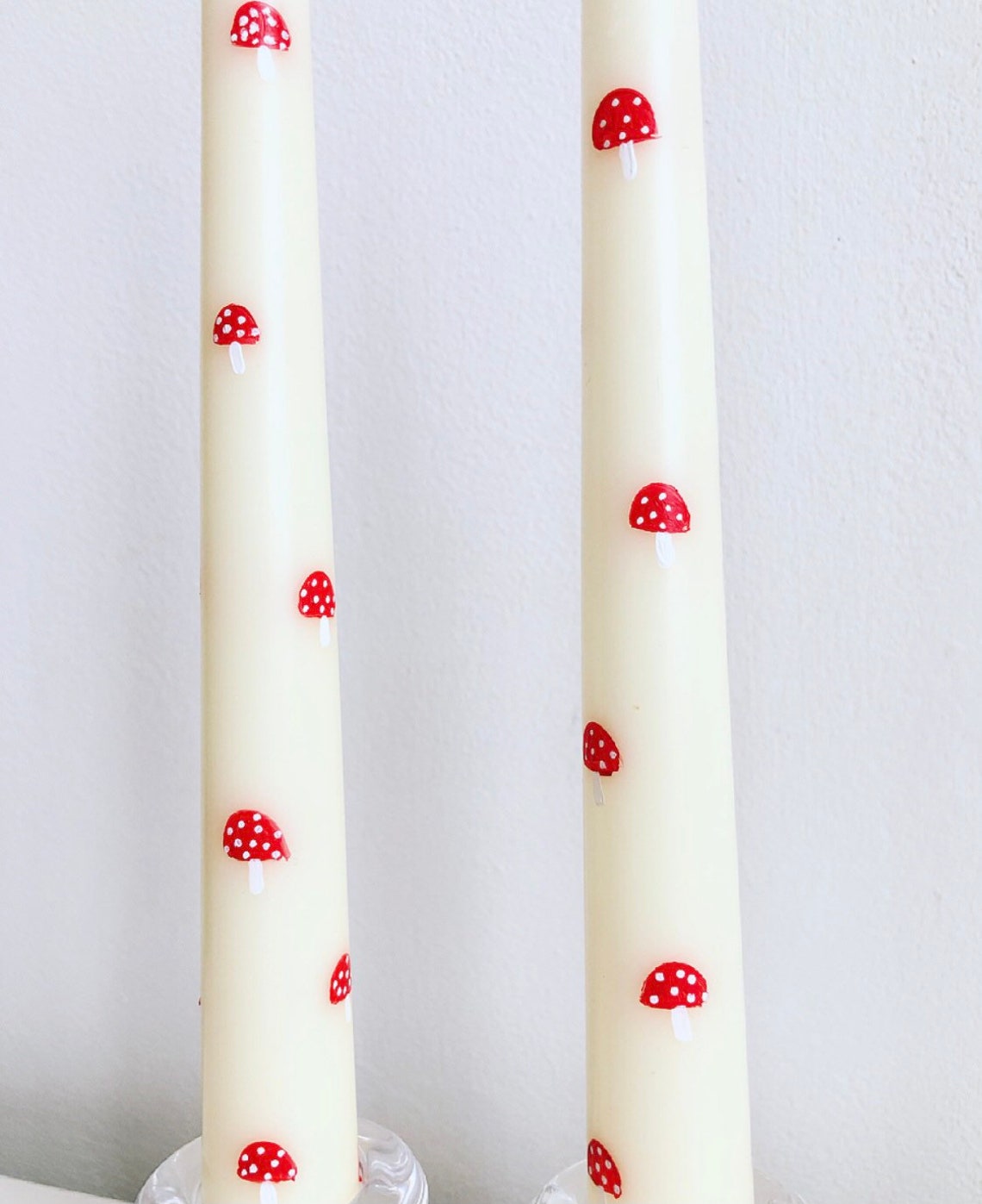 Hand Painted Tapered Candles Funky Candle Mushroom Dinner Etsy