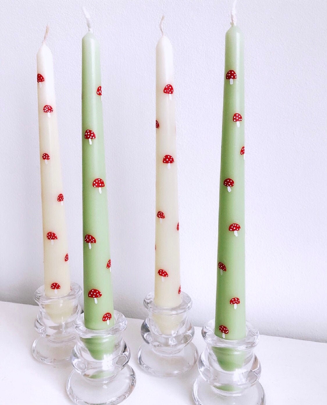 Hand Painted Tapered Candles Funky Candle Mushroom Dinner Etsy